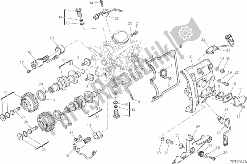 Alle onderdelen voor de Horizontaal Hoofdtimingsysteem van de Ducati Multistrada 1200 Enduro Touring Pack Brasil 2019
